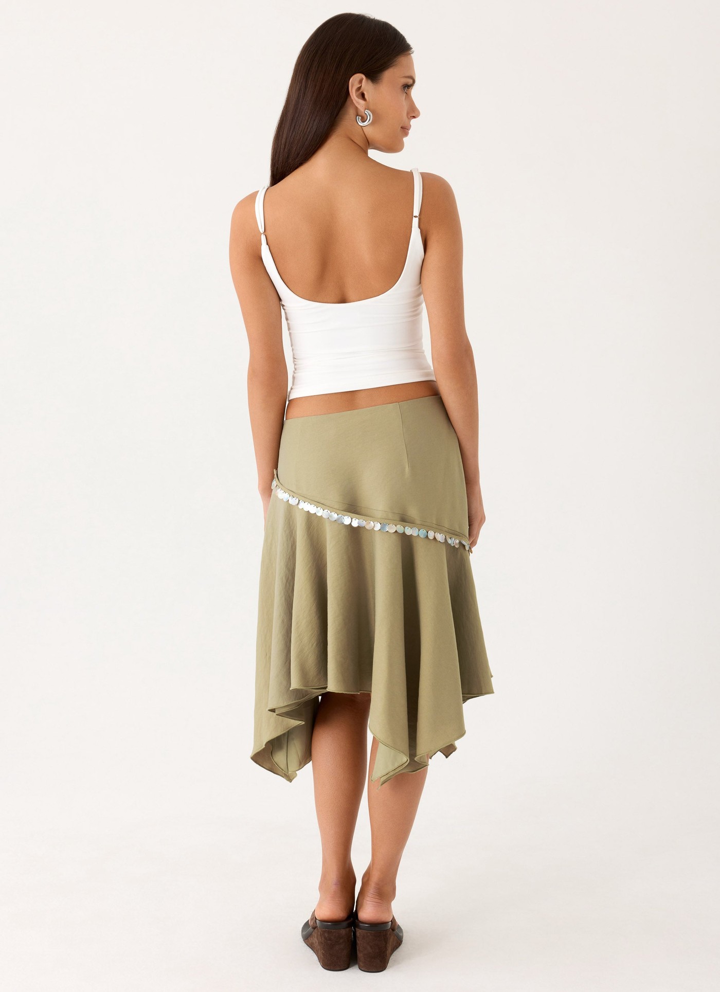 Zafira Midi Skirt - Pale Olive view 3