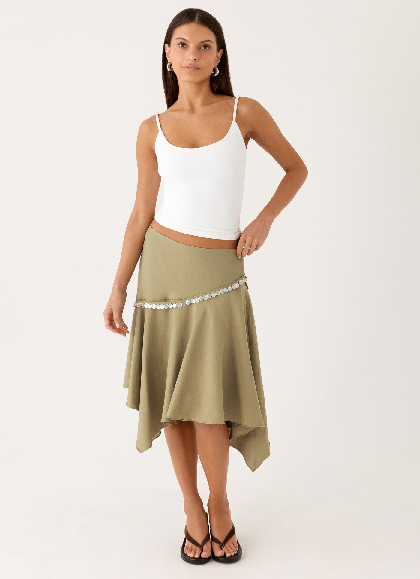 Zafira Midi Skirt - Pale Olive view 4