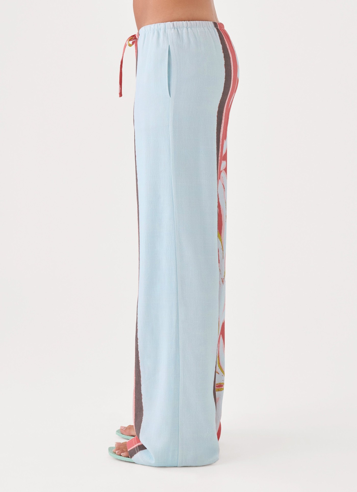 Santina Linen Pant - Coral Palm Print view 3